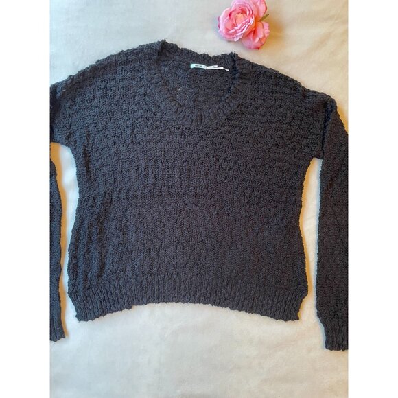 Kimchi Blue Womens Medium Black Textured Knit Sweater Cotton Viscose - Picture 1 of 10